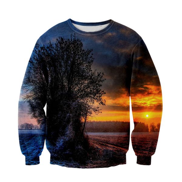 

wholesale-raisevern 2016 women/men jesus sunset sweatshirt 3d space galaxy hoodies pullovers sun tree sky beautiful 3d sweats top, Black