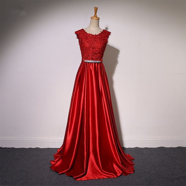 lace satin long evening dress with beads crystal 2016 scoop neck evening gowns elegant vestido de festa longo, Black;red
lace satin long evening dress with beads crystal 2016 scoop neck evening gowns elegant vestido de festa longo, Black;red