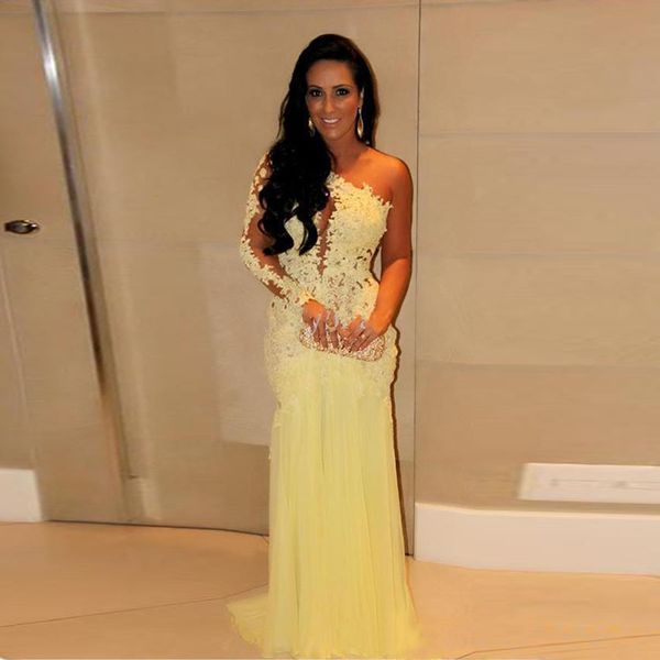 beautiful lace evening dresses 2019 one sholder long sleeve yellow appliques besded see through design formal prom gowns mermaid, Black
beautiful lace evening dresses 2019 one sholder long sleeve yellow appliques besded see through design formal prom gowns mermaid, Black