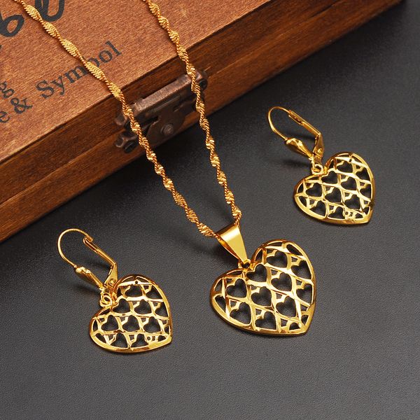 new romantic many heart pendant necklace chain earrings sets jewelry 24k real fine gold gf finish bead necklaces sets women, Silver
new romantic many heart pendant necklace chain earrings sets jewelry 24k real fine gold gf finish bead necklaces sets women, Silver