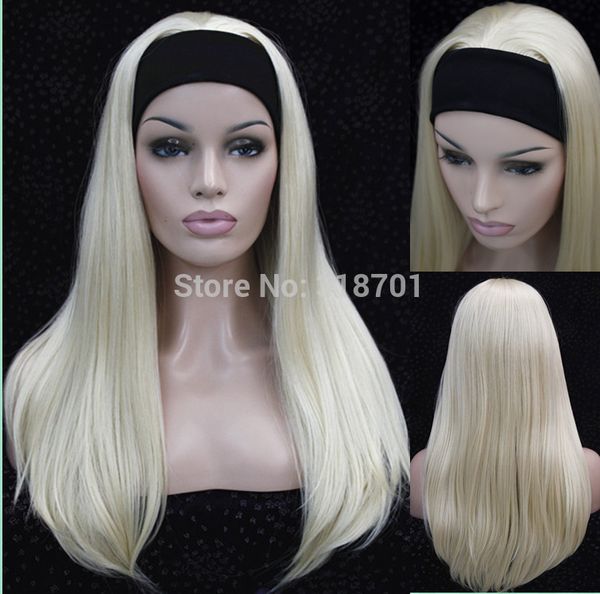 wholesale-half wig 3/4 wigs with headband long straight blonde synthetic hair wig 9 colors for you choose ing, Black
wholesale-half wig 3/4 wigs with headband long straight blonde synthetic hair wig 9 colors for you choose ing, Black