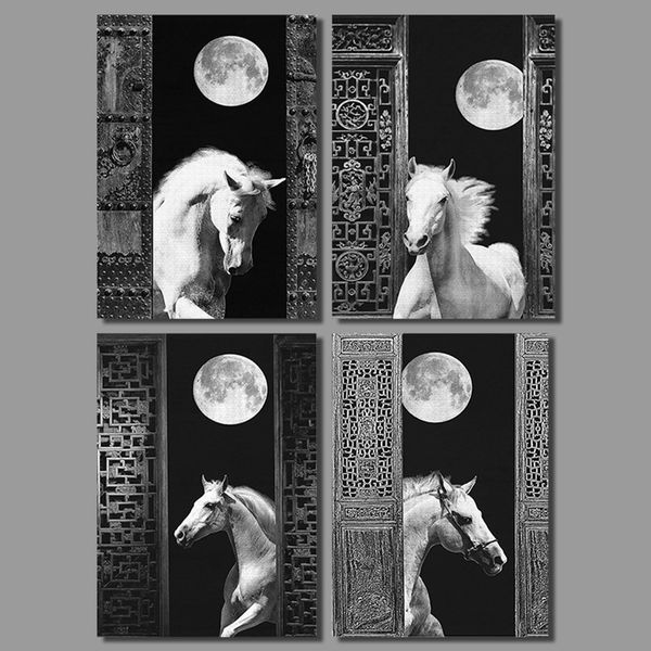 luxurious retro black white living room decoration full moon horse canvas painting printed wall hanging home decor unframed
luxurious retro black white living room decoration full moon horse canvas painting printed wall hanging home decor unframed