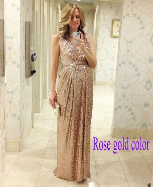 2016 gold sequins sheath bridesmaid dresses ruffle floor length v neck wedding party evening bridal prom gowns, White;pink
2016 gold sequins sheath bridesmaid dresses ruffle floor length v neck wedding party evening bridal prom gowns, White;pink