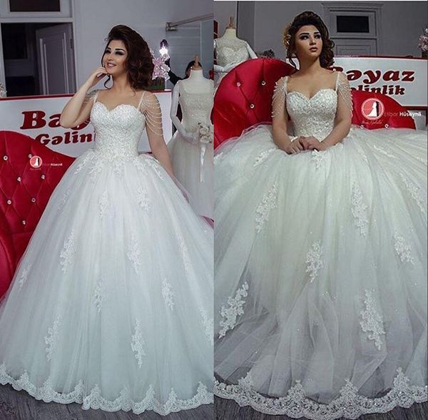 luxury 2017 vestido de novia ball gown wedding dresses tulle sweetheart sleeves with tassel lace appliques bridal gowns custom made, White
luxury 2017 vestido de novia ball gown wedding dresses tulle sweetheart sleeves with tassel lace appliques bridal gowns custom made, White