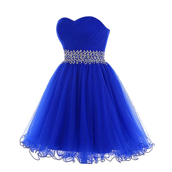 custom made homecoming dress royal blue short prom dresses sweetheart neck ruched tulle crystals beaded waist lace-up back, Blue;pink
custom made homecoming dress royal blue short prom dresses sweetheart neck ruched tulle crystals beaded waist lace-up back, Blue;pink