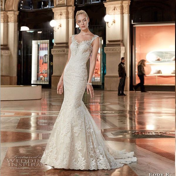 new style appliques lace beading mermaid wedding dresses scoop wedding gowns cap sleeve vestido de novia bridal dress, White
new style appliques lace beading mermaid wedding dresses scoop wedding gowns cap sleeve vestido de novia bridal dress, White