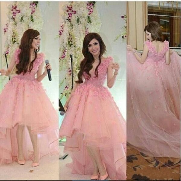 pink high low prom dress short front long back tulle flowers v neck arabic celebrity red carpet party evening dresses, Black
pink high low prom dress short front long back tulle flowers v neck arabic celebrity red carpet party evening dresses, Black