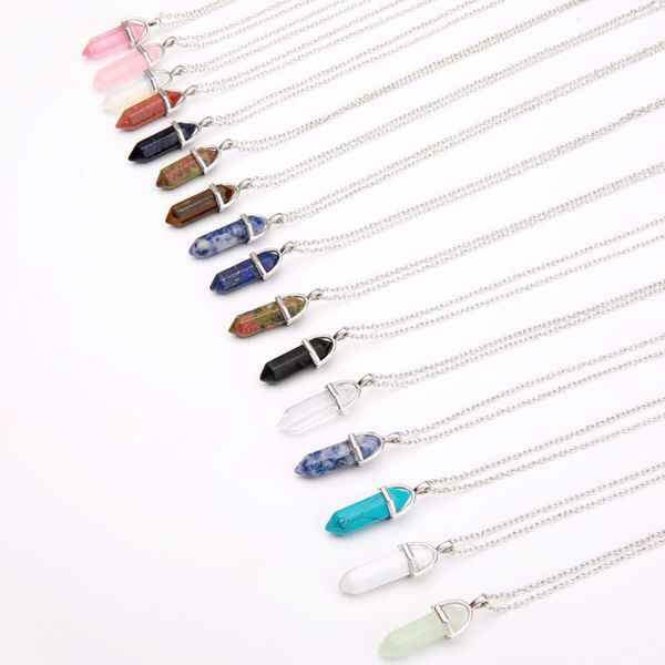 natural stone quartz crystal pendant necklaces with chain fashion jewelry for women men party club wear, Silver
natural stone quartz crystal pendant necklaces with chain fashion jewelry for women men party club wear, Silver