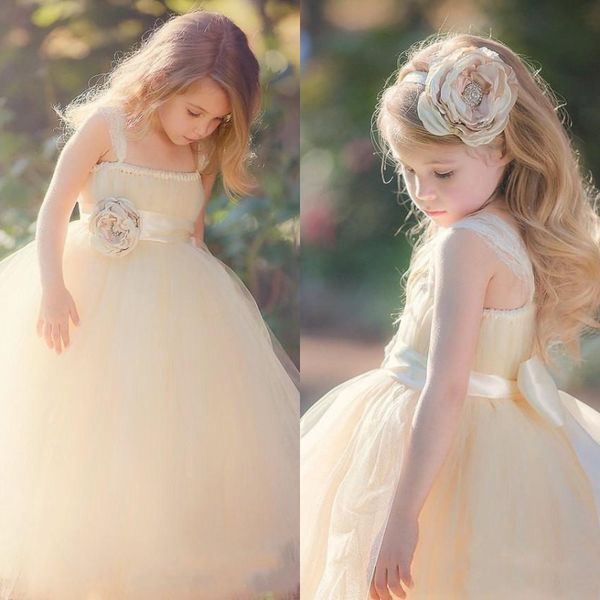 vintage champagne tulle garden wedding flower girl dresses lace straps girls' formal gown with handmade flower sash floor length, White;blue
vintage champagne tulle garden wedding flower girl dresses lace straps girls' formal gown with handmade flower sash floor length, White;blue