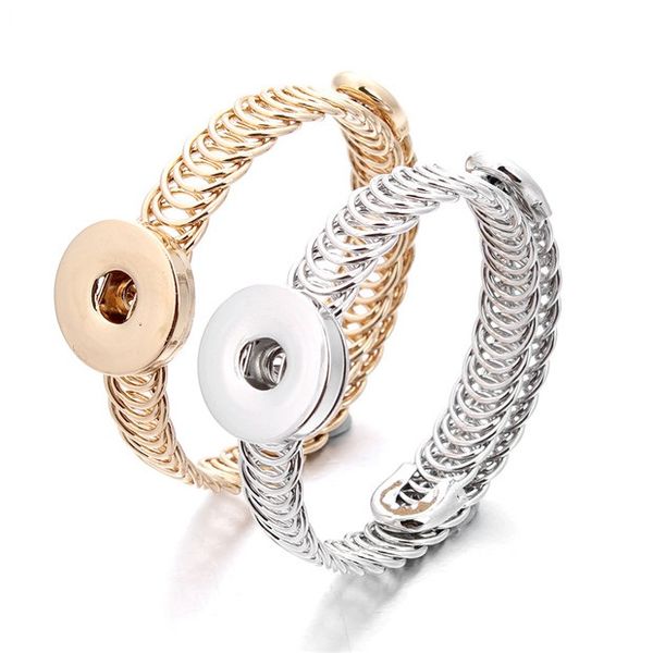 

noosa gold silver metal snap button bracelets bangles fit 18mm ginger snap button jewelry for women men, Golden;silver