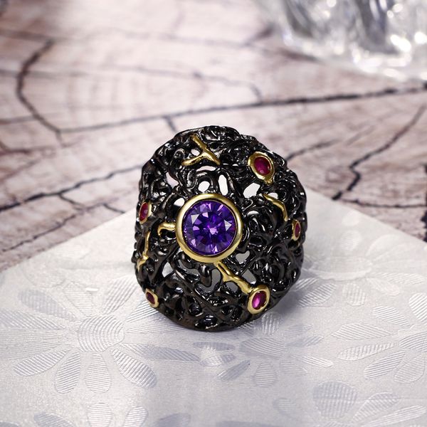 large black gold plated ring for party bezel setting purple and ruby cubic zirconia women rings, Golden;silver
large black gold plated ring for party bezel setting purple and ruby cubic zirconia women rings, Golden;silver