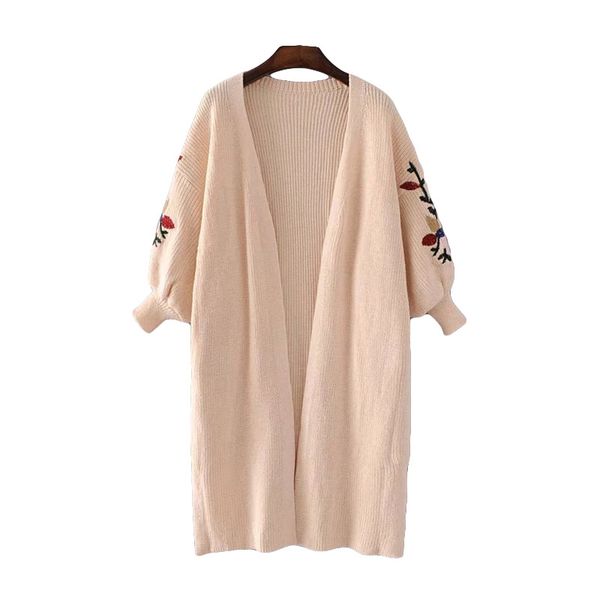 women 2020 fashion floral embroidery v neck long coat casual loose solid long sleeve autumn sweater, White;black
women 2020 fashion floral embroidery v neck long coat casual loose solid long sleeve autumn sweater, White;black