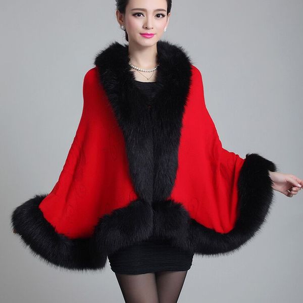 

wholesale- 2016 autumn winter long cardigan women's new high-grade wool knitted coat fashion imitation mink shawl imitation fur outwear, White;black