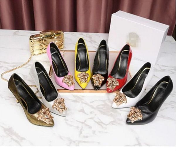 Luxury Brand Women's Shoes Medusa High Heels black Genuine Leather Pointed Toe Pumps woman Dress Party Shoes wholesale
Luxury Brand Women's Shoes Medusa High Heels black Genuine Leather Pointed Toe Pumps woman Dress Party Shoes wholesale