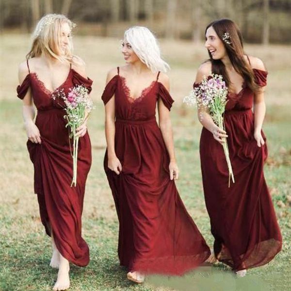 elegant 2020 long burgundy bridesmaid dresses spaghetti straps lace chiffon floor length girls party gowns custom size, White;pink
elegant 2020 long burgundy bridesmaid dresses spaghetti straps lace chiffon floor length girls party gowns custom size, White;pink