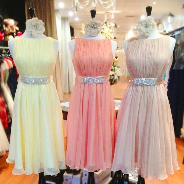 scoop neck pleated chiffon cocktail dress with crystal 2016 ankle length party dress elegant bridesmaid dress, Black
scoop neck pleated chiffon cocktail dress with crystal 2016 ankle length party dress elegant bridesmaid dress, Black