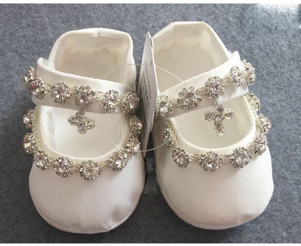 Bling Bling New Arrival Baptism Shoes For Baby Rhinestone Kids Formal Wear Ivory Crystal Girls' Shoes In Stock