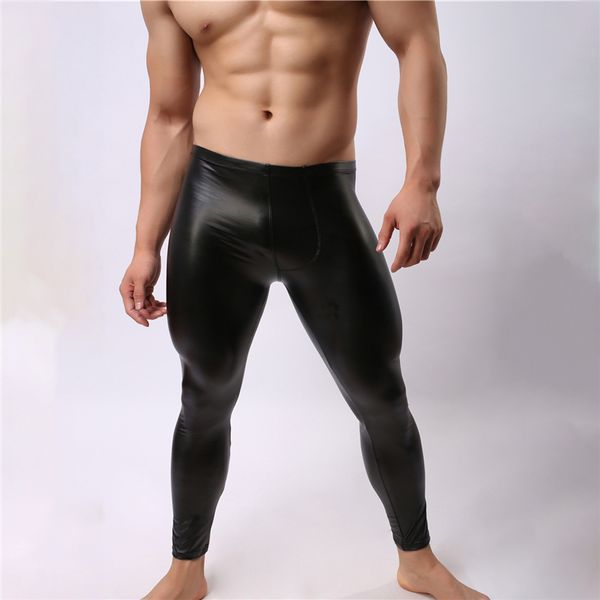men long johns undershirt slim black faux leather underpants male thin smooth u convex gay fitness pouch mid-waist leggings underwear kc48, Black;brown
men long johns undershirt slim black faux leather underpants male thin smooth u convex gay fitness pouch mid-waist leggings underwear kc48, Black;brown