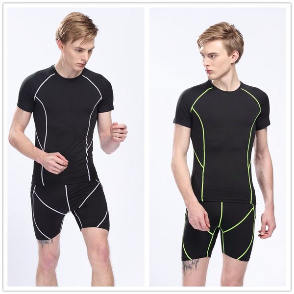 good quality solid color men short sleeve sports wear set t shirt+shorts out door wears tights fitness jersey running jersey 2 color t-shirt, White;black
good quality solid color men short sleeve sports wear set t shirt+shorts out door wears tights fitness jersey running jersey 2 color t-shirt, White;black