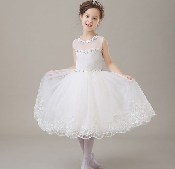 real picture white lace princess flower girl dress 2016 ball gown sleeveless girls first communion dress, White;blue
real picture white lace princess flower girl dress 2016 ball gown sleeveless girls first communion dress, White;blue