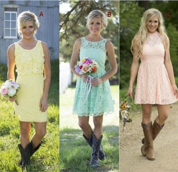 country style short lace bridesmaid dresses mixed style formal dress for junior and bridesmaid knee-length wedding party dresses, White;pink
country style short lace bridesmaid dresses mixed style formal dress for junior and bridesmaid knee-length wedding party dresses, White;pink