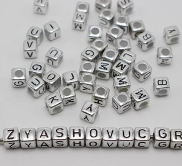 250 pcs 6mm silve black acrylic cube letter alphabet beads spacer big hole beads, Bronze;silver 
250 pcs 6mm silve black acrylic cube letter alphabet beads spacer big hole beads, Bronze;silver