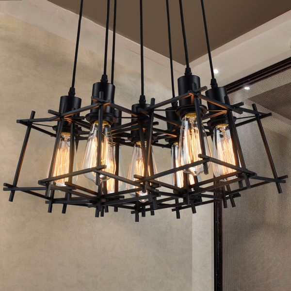 Vintage Hanging Pendant Lights Fixture Black Metal Pendant Lamps Home Indoor Lighting American Industrial Retro Droplight European Lumi