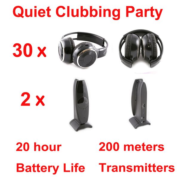 professional silent disco headphones two channels 30 folding headphones 2 transmitters - rf wireless for ipod mp3 dj music
professional silent disco headphones two channels 30 folding headphones 2 transmitters - rf wireless for ipod mp3 dj music