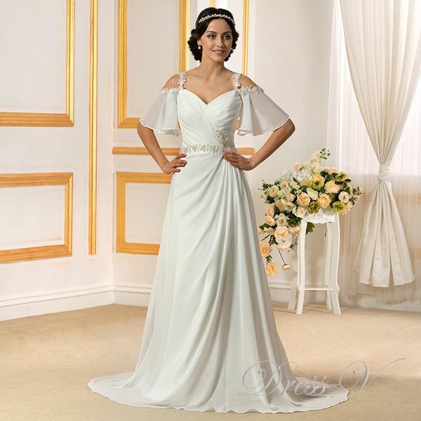 Romantic Wedding Dress 2019 Newest Chiffon Beaded Sweetheart Backless with Half Flare Sleeves Backless Chapel Train Bridal Gowns Custom Made
Romantic Wedding Dress 2019 Newest Chiffon Beaded Sweetheart Backless with Half Flare Sleeves Backless Chapel Train Bridal Gowns Custom Made