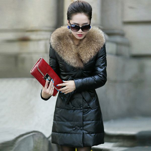 new 2016 women's down cotton coat pu leather jackets and coats adjustable waist down cotton jacket fur collar outerwear ct136, Black
new 2016 women's down cotton coat pu leather jackets and coats adjustable waist down cotton jacket fur collar outerwear ct136, Black