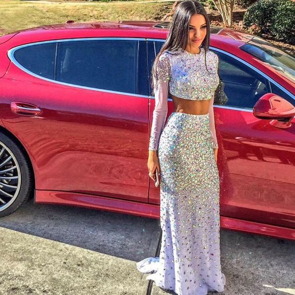 Gorgeous Prom Gown 2019 Newest Mermaid Beaded Crystal Crew Long Sleeve Evening Dress Backless Two Pieces Prom Dresses Cheap Custom Made
Gorgeous Prom Gown 2019 Newest Mermaid Beaded Crystal Crew Long Sleeve Evening Dress Backless Two Pieces Prom Dresses Cheap Custom Made