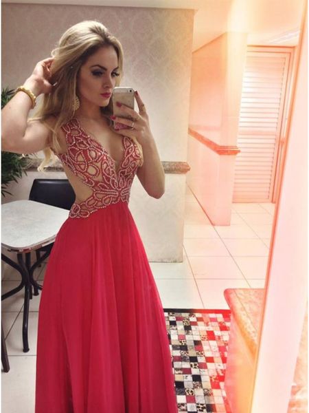 prom dresses evening dress party dresses elegant a-line deep v-neck backless sleeveless red long prom dress with beading, Black
prom dresses evening dress party dresses elegant a-line deep v-neck backless sleeveless red long prom dress with beading, Black
