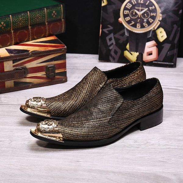 new arrival metal toe charm designer leather shoes fashion slip on trend party shoes for stage show british style size 38-46, Black
new arrival metal toe charm designer leather shoes fashion slip on trend party shoes for stage show british style size 38-46, Black