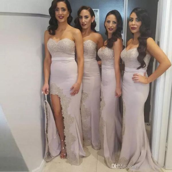 elegant sparkly sweetheart mermaid long bridesmaid dresses 2020 lace beaded side split maid of honor gowns wedding party guest wear, White;pink
elegant sparkly sweetheart mermaid long bridesmaid dresses 2020 lace beaded side split maid of honor gowns wedding party guest wear, White;pink