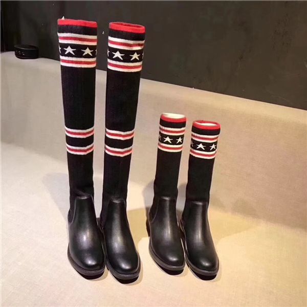 2017 exclusive luxury knee high slip on knitting striped five-pointed star sock winter boots women genuine leather boots, Black
2017 exclusive luxury knee high slip on knitting striped five-pointed star sock winter boots women genuine leather boots, Black