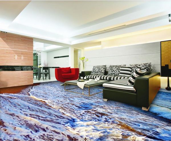 pvc vinyl flooring bathroom seaside waves scenic floor self adhesive wallpaper