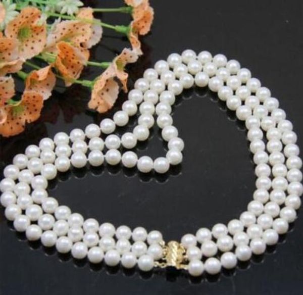 triple strand 9-10 mm natural south sea white pearl necklace 17-19 inch, Silver
triple strand 9-10 mm natural south sea white pearl necklace 17-19 inch, Silver