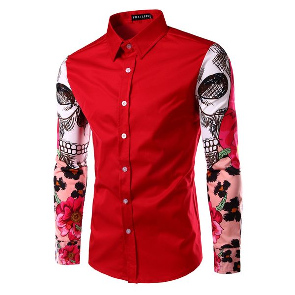 wholesale-new brand mens shirts long sleeve camisa masculina fashion casual skull printing stitching cotton shirt social clothing nc3, White;black
wholesale-new brand mens shirts long sleeve camisa masculina fashion casual skull printing stitching cotton shirt social clothing nc3, White;black
