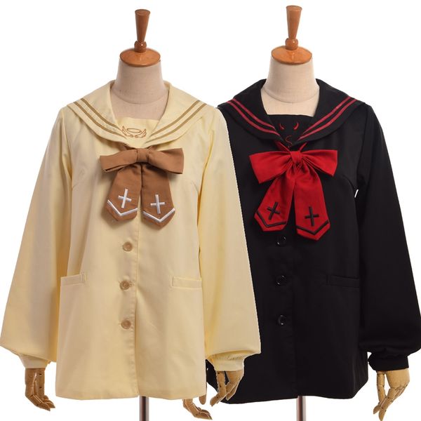 wholesale- girls cute preppy sailor collar coat angel/devil pattern cross embroidery bow tie long sleeve outwear, Black;brown
wholesale- girls cute preppy sailor collar coat angel/devil pattern cross embroidery bow tie long sleeve outwear, Black;brown