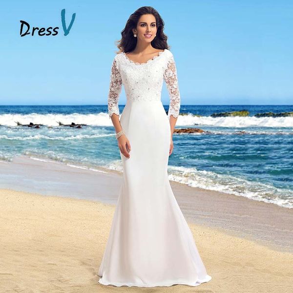 Summer Beach Boho Wedding Dresses 2019 Round Neck Sheer Lace 3/4 Sleeves Floor Length Mermaid Lace Bridal Dress for Weddings Custom Made
Summer Beach Boho Wedding Dresses 2019 Round Neck Sheer Lace 3/4 Sleeves Floor Length Mermaid Lace Bridal Dress for Weddings Custom Made