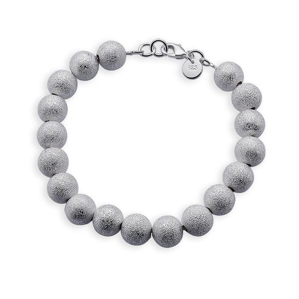factory price 925 sterling silver beaded bracelet frosted design 10mm 8 inches, Black
factory price 925 sterling silver beaded bracelet frosted design 10mm 8 inches, Black