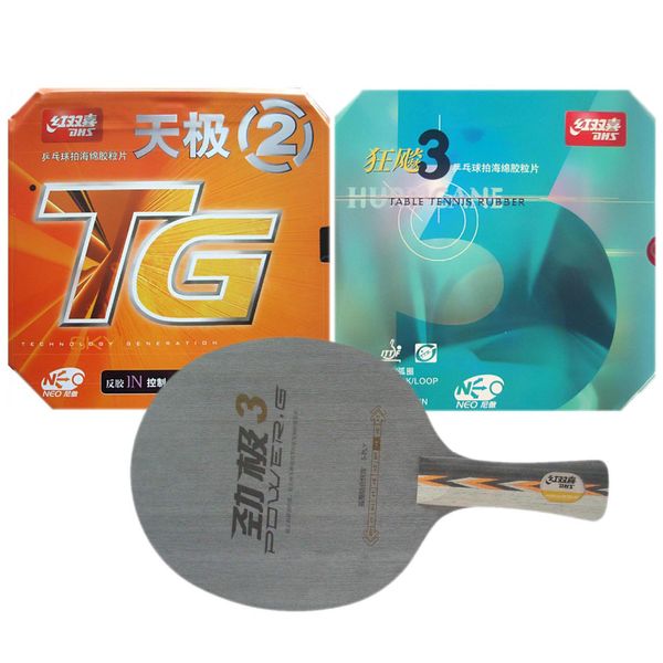 Wholesale-pro Table Tennis (pingpong) Combo Paddle / Racket: Dhs Power.g3 + Neo Hurricane3 / Neo Skyline Tg2