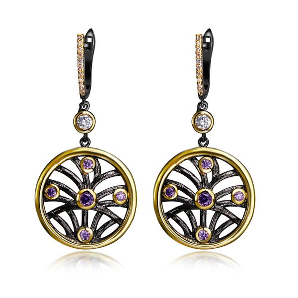 new long earrings dangle jewelry for women with purple cz crystal chinese jewelry circle pendant earrings, Silver
new long earrings dangle jewelry for women with purple cz crystal chinese jewelry circle pendant earrings, Silver