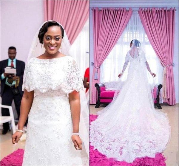 elegant style beaded lace wedding dresses half batwing sleeves a line sweep train bridal gowns custom size, White
elegant style beaded lace wedding dresses half batwing sleeves a line sweep train bridal gowns custom size, White