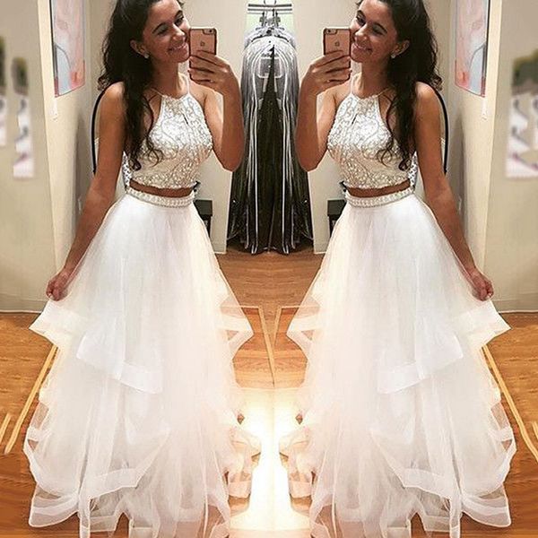 spakly crystal beaded long prom dresses halter two pieces sleeveless long prom party dress for graduation vestidos longos, Black
spakly crystal beaded long prom dresses halter two pieces sleeveless long prom party dress for graduation vestidos longos, Black