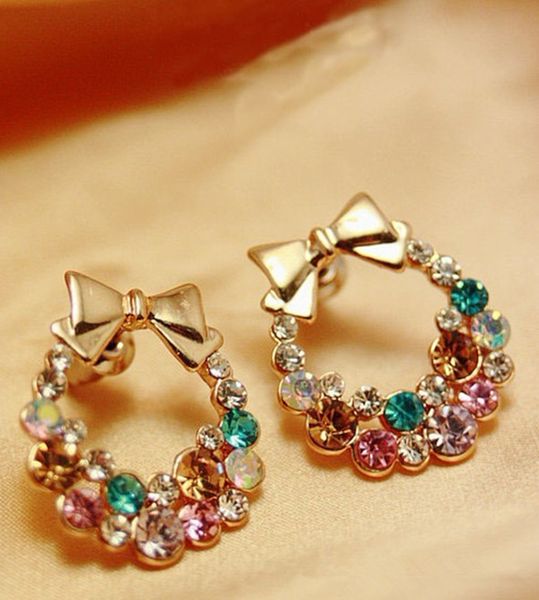 bright colorful diamond bow earrings stud hoop full crystal bow earrings retro exquisite flower earrings stud, Golden;silver
bright colorful diamond bow earrings stud hoop full crystal bow earrings retro exquisite flower earrings stud, Golden;silver