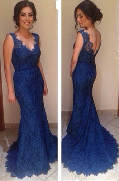 v-neck mermaid lace prom dress sweep train zipper royal blue lace evening dress vestido longo formatura, Black
v-neck mermaid lace prom dress sweep train zipper royal blue lace evening dress vestido longo formatura, Black