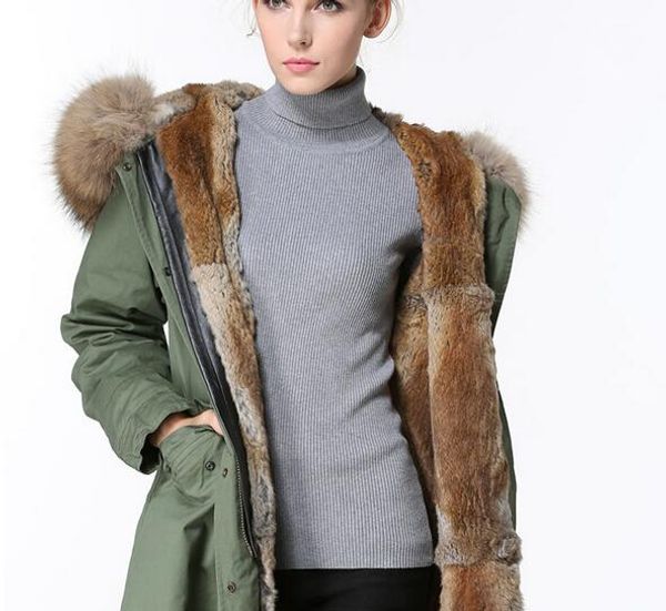 new arrival brown rabbit fur lining army green long parkas meifeng brand lavish furs long parka for cold weather, Black
new arrival brown rabbit fur lining army green long parkas meifeng brand lavish furs long parka for cold weather, Black
