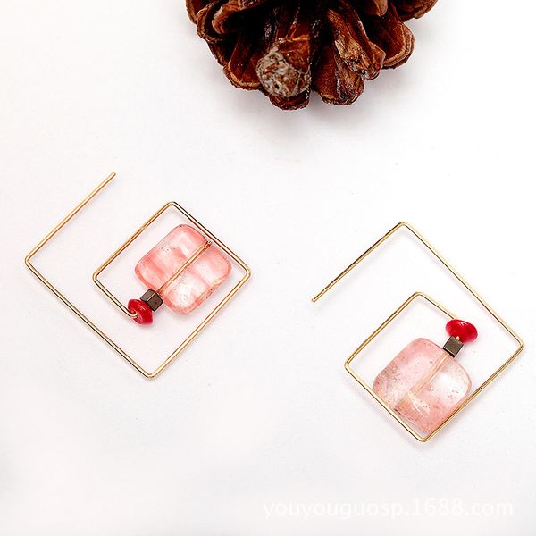retro sweet candy pink natural stone earrings geometric high-grade piercing hoop huggie yiwu small commodity factory price
retro sweet candy pink natural stone earrings geometric high-grade piercing hoop huggie yiwu small commodity factory price