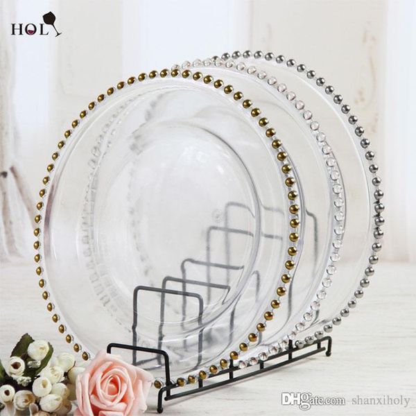 stocked 13inch round wedding clear silver/gold glass beaded charger pates glass plate for wedding table decoration
stocked 13inch round wedding clear silver/gold glass beaded charger pates glass plate for wedding table decoration